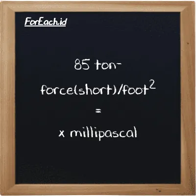 Example ton-force(short)/foot<sup>2</sup> to millipascal conversion (85 tf/ft<sup>2</sup> to mPa)